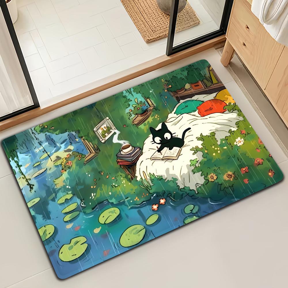 Kawaii Cute Cartoon Door Mat Bath Microfiber Decorative Versatile Flannel Floor Mat Quick Dry Absorbent Non-slip Sole
