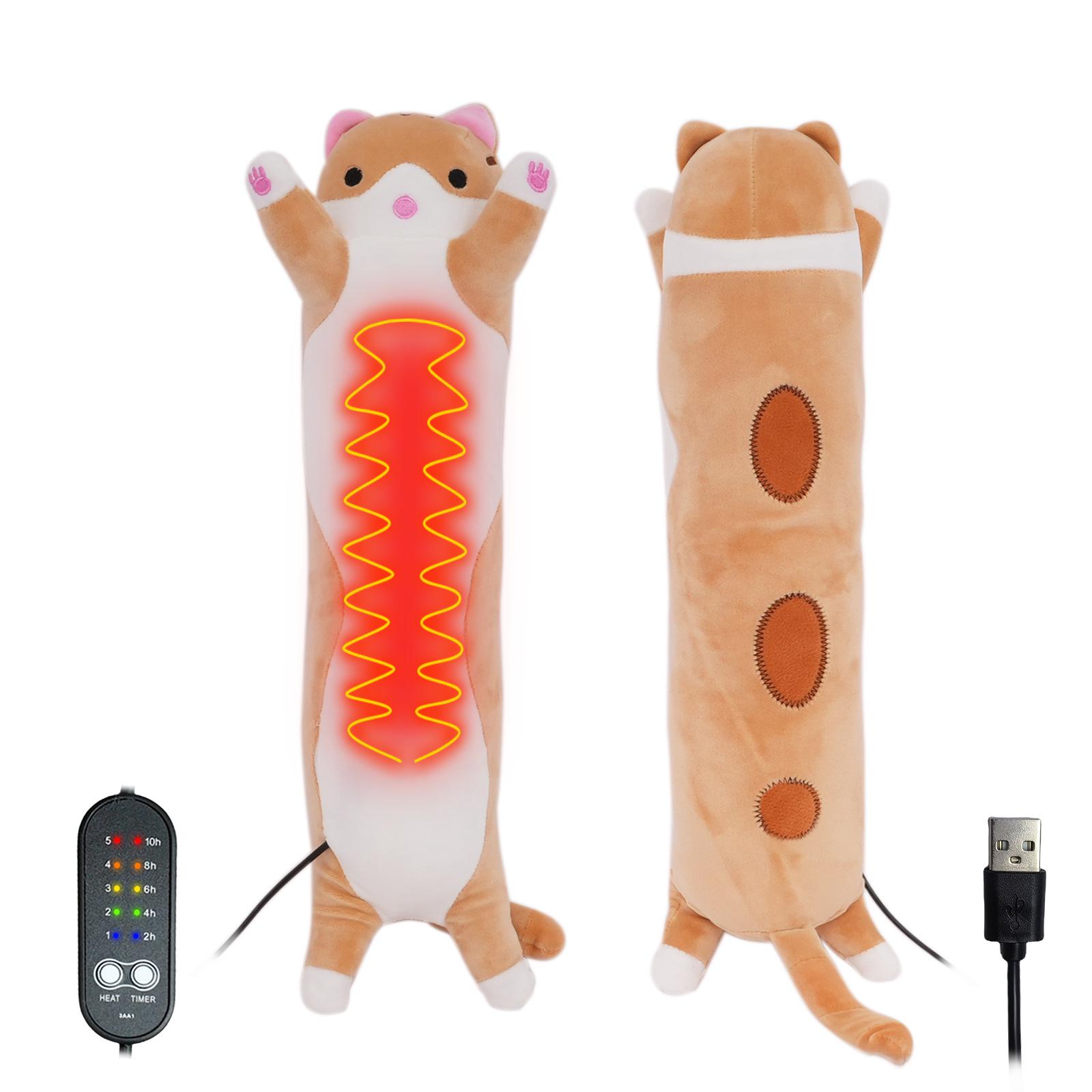 

USB Heated Plush Toy Cushion with Long Legs 5-speed Temp, 5-speed Timer, 5-Color Display