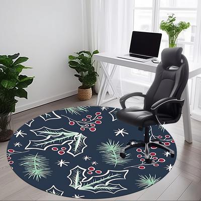1pc Winter Festive Pattern Office Round Rug, Non-slip, Soft and Durable Office Rug for Interior Decoration, Perfect for Office, Beautiful Decoration Y