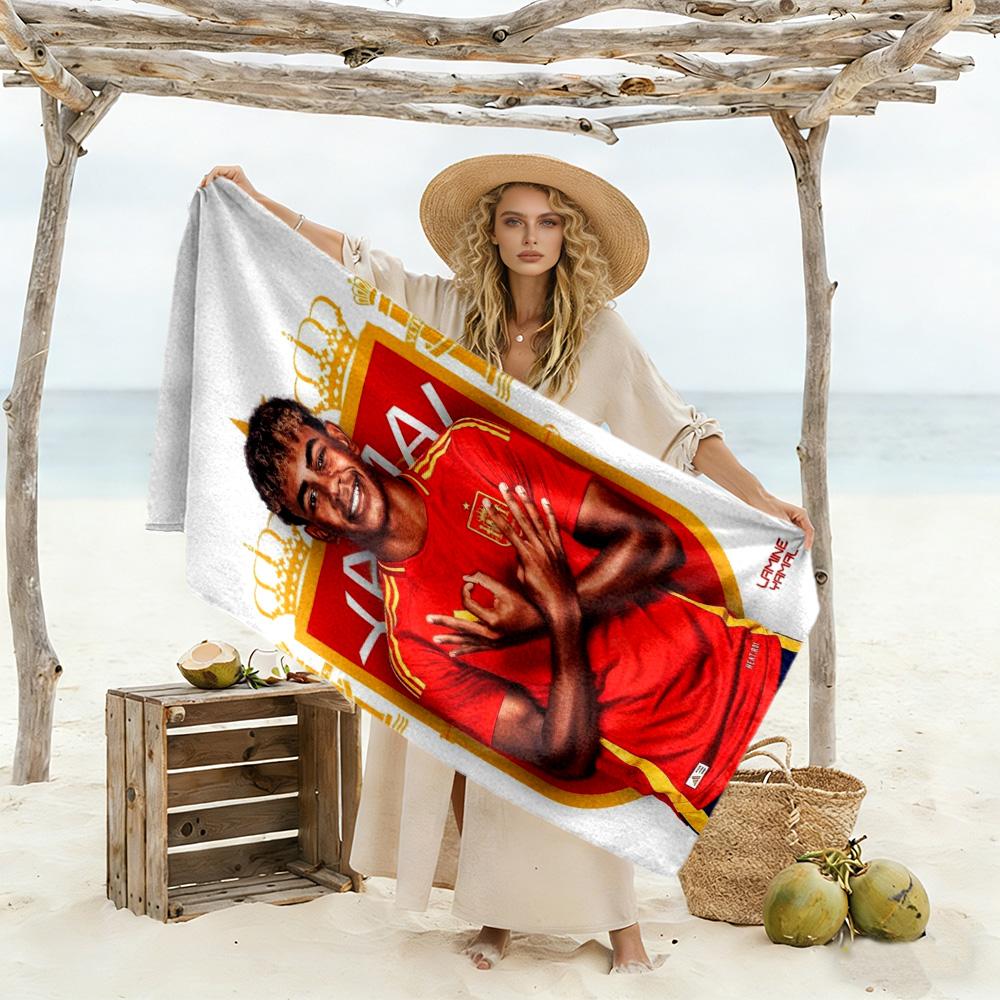 Yamal Spain's Soccer Star Celebration Beach Towel Super Soft & Absorbent Comfortable Lightweight Perfect for Traveling Yoga Camping and Swimmin