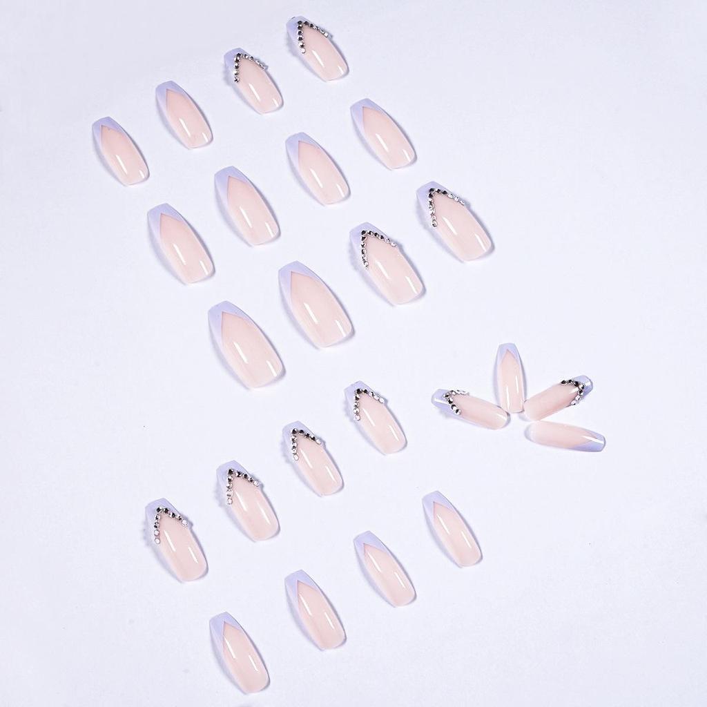 Light Purple Full-Diamond Ballet Nail Art Stickers - Removable False Nails