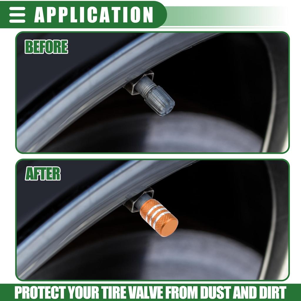 ACROPIX 4pcs Tire Valve Stem Caps Valve Stem Covers Universal for Car SUV Motorcycle Motorcycle 17mm Aluminum Alloy Tone Orange