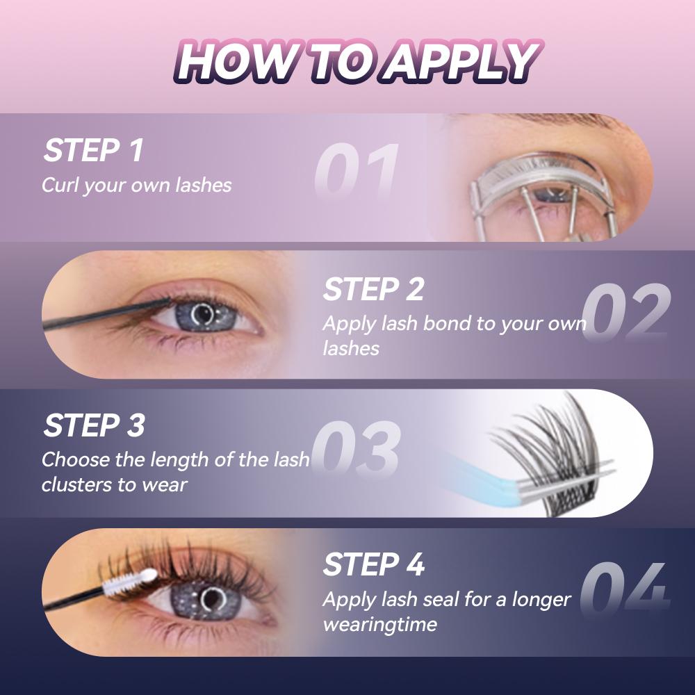 6D DIY Lash Extension Kit, 140 Pcs Cluster Lashes with Tweezers & Glue, Reusable Natural False Eyelashes for Women, Beginner-Friendly
