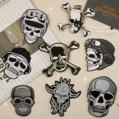 Original Embroidery Logo Badge Embroidery Sticker Skull Ghost Head Patch Sticker Shoe and Hat Accessories Patch Cloth Sticker