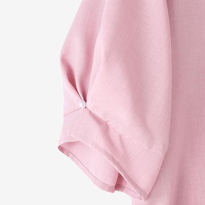 ZANZEA Women Casual Round Neck Puff Short Sleeve Solid Color Loose Straight Blouses