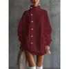 Women S High Neck Knit Cardigan Sweater Loose Fit Outerwear Autumn Winter