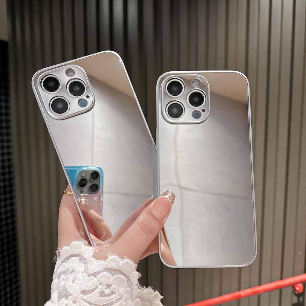 Mirror Surface for IPhone 16 Mobile Phone Case 15pro High-end Electroplating Fine Holes for IPhone13 Two-in-one Protective Case