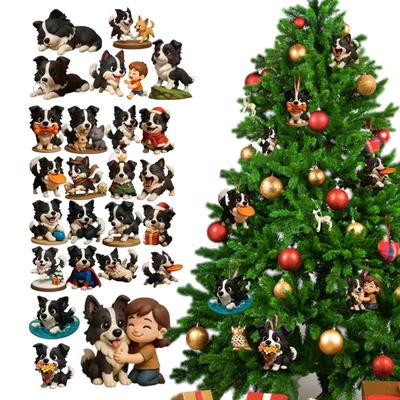Borders Collie 2025 Countdown Calendar 24 Different 2D Acrylic Dog Pendant Xmas Advent Calendar Dog Lovers Xmas Gift