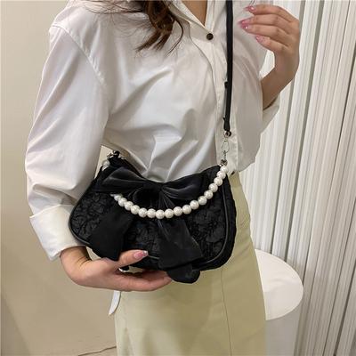 Design Perlenhandtasche Tasche Damen 2025 Sommer neu Umhängetasche Schleife Schulter Achseltasche