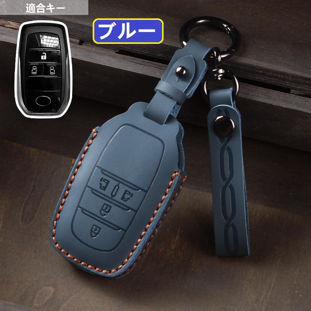 New Voxy 90 Series Key Case Noah 90 Series Sienta Key Cover Alphard Vellfire 40 Series Smart Key Case Genuine Leather [ZANEKO] (Blue)