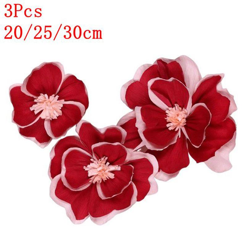 3/6Pcs 20/25/30cm Chinese Wedding Artificial Crepe Paper Flower Wall Door Hanging Ornament Photography Home Room Supplies
