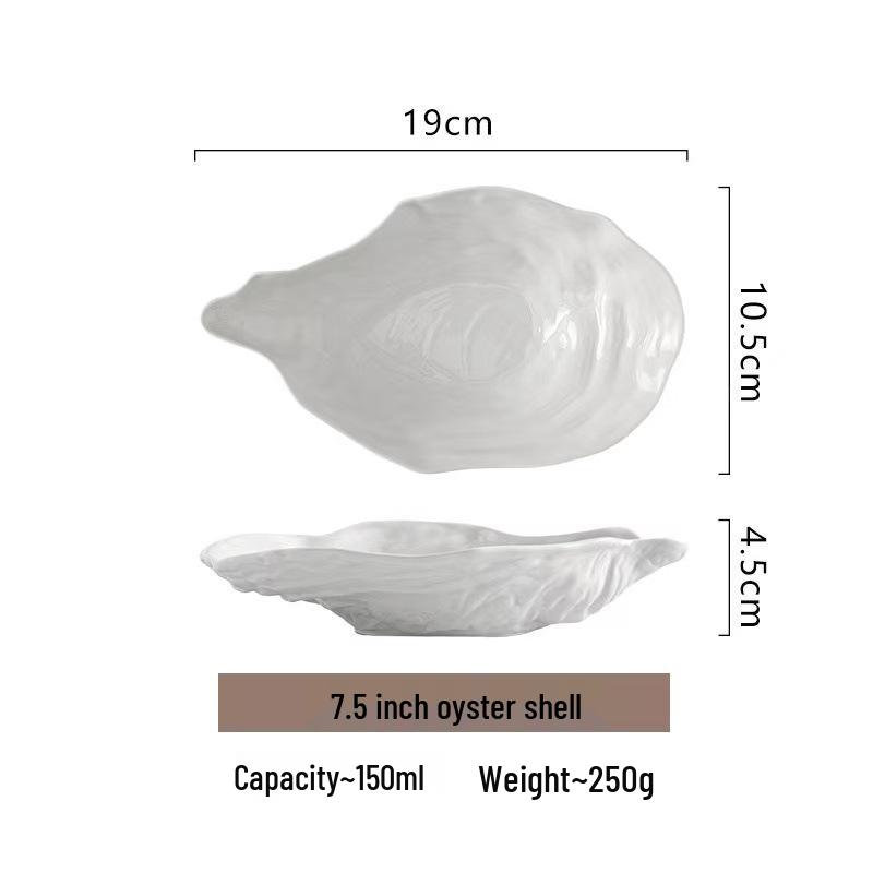 

Stylish Thickened Ceramic Oyster Plate - Underglaze Color, High-Temp Resistant Tableware for Restaurants and Hotels