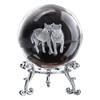 AEE4-3D Laser Engraved Starry Crystal Decorative Ball Figurine 60Mm Glass Sphere Paperweight With Stand Art Decor Crafts