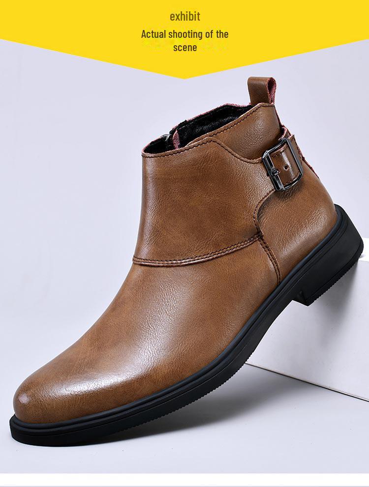 Herren-Martinstiefel aus echtem Leder – große Größen 45–48, seitlicher Reißverschluss, Chelsea- und kurze weiße Varianten für Herbst und Winter