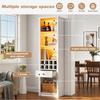 Display Cabinet with LED Lighting, Bookcase with 1 Drawer, 12 Compartments, Collectibles, Wine, for Living Room Dining Room Office, white, 55x40x200cm