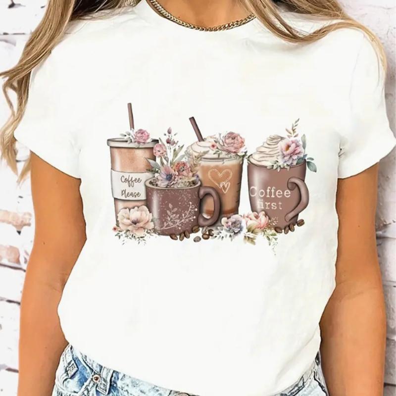 

Модная женская крутая футболка с рисунком из мультфильма, забавная повседневная футболка с короткими рукавами и круглым вырезом, летняя женская футболка 8XL коричневый