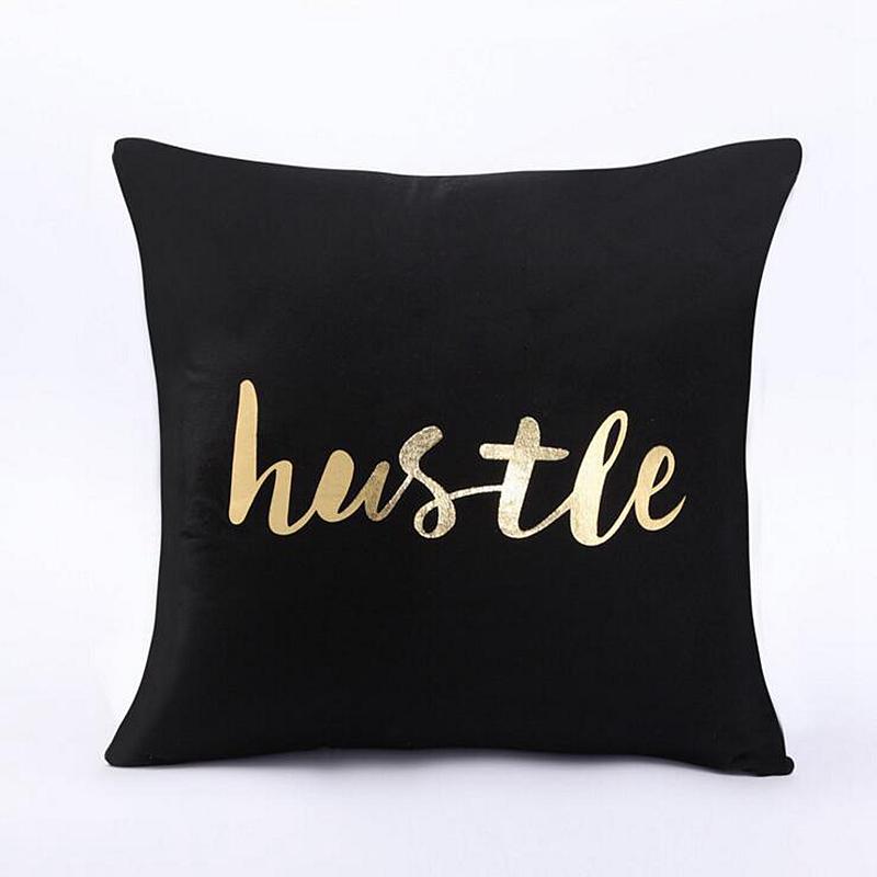 Love Christmas Style Black Soft Fabric Gold Print Pillowcase Home Hotel Bedding Room Decoration Pillowcase 45cm*45cm