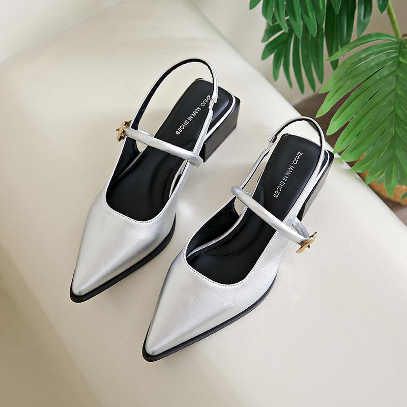 Daily Temperament Pointed Sandals Female Internet Celebrities 2025 Summer New Retro Word with Fashion Versatile Mary Jane Shoes