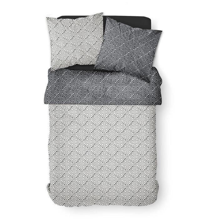 Parure de Lit - TODAY - Sunshine - 2 personnes - 240 x 260 cm - Noir & Blanc a Motif