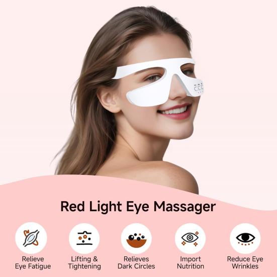 Red Light Therapy Glasses Under-Eye Massager Portable Eye Care Device LED Eye Perfector for Wrinkle Removal Skin Firming