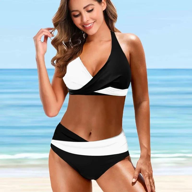 Kadın Yüzme Mayosu Halter Mayo İki Parça Mayo Çiçekli Çiçekli Kaju Baskılı Tankini Üst Boyshorts Yüzme S-5XL