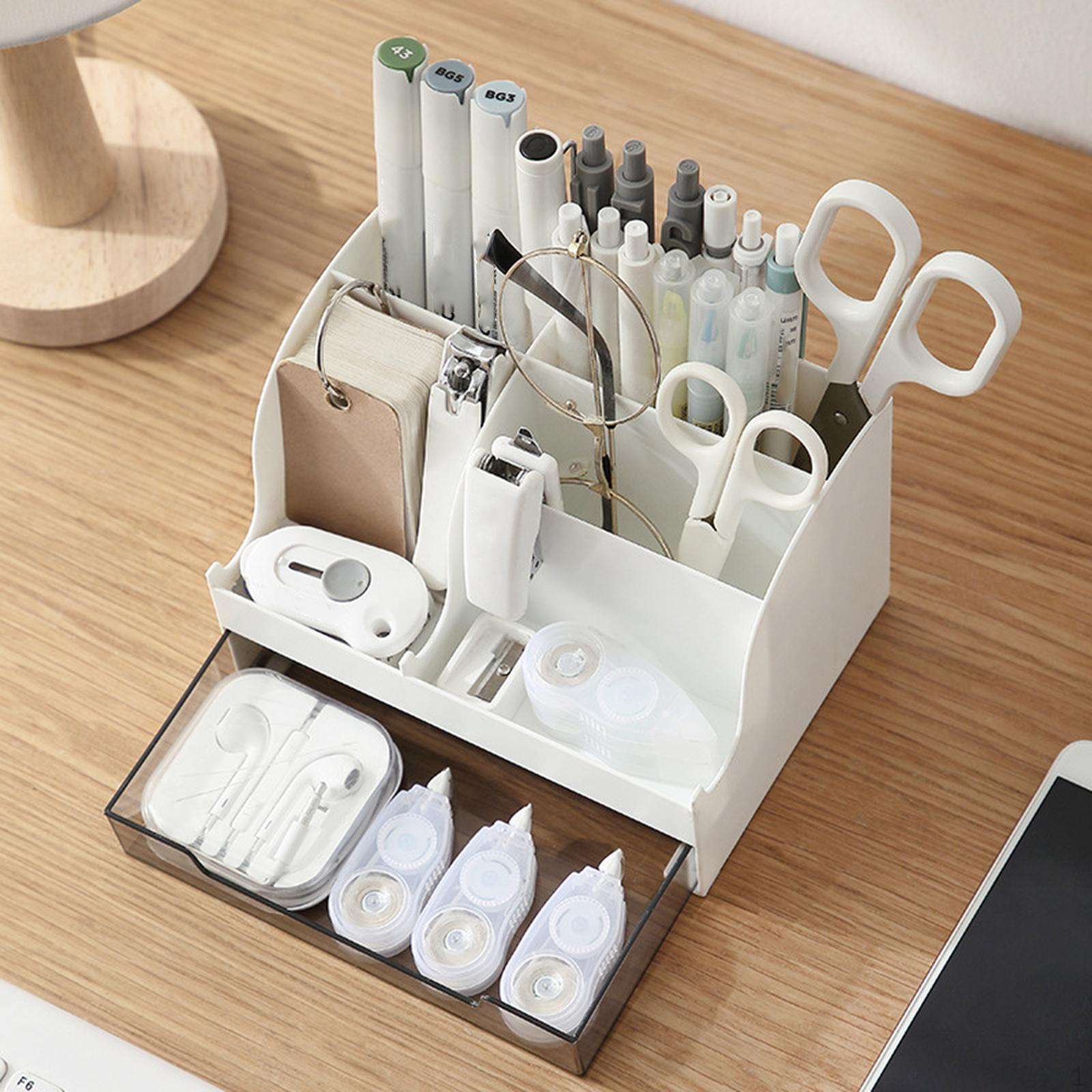 

Box, Stationery Organizer, with Drawer Container Pen Holder Case Desk Bedroom Dresser белый