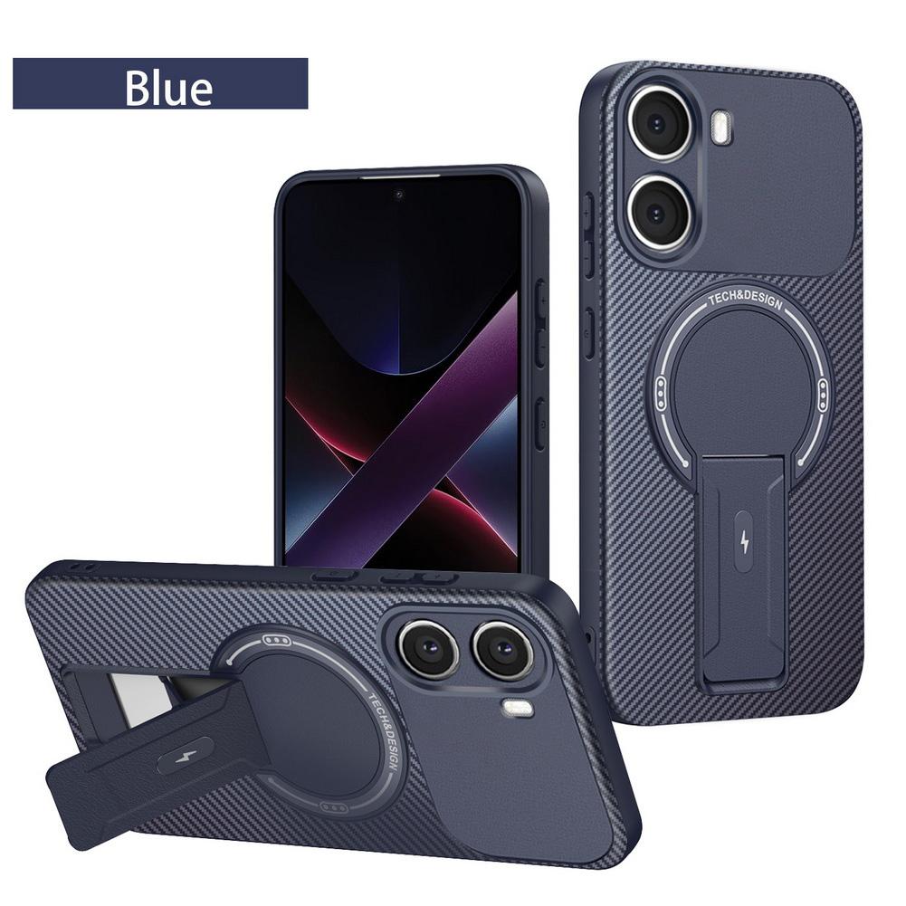 Carbon Fiber Invisible Stand Holder Built-in Magnetic Ring Case for Poco F7 Ultra POCO F7 Pro X7 Pro M6 C75 C71 C65 C61 Cover