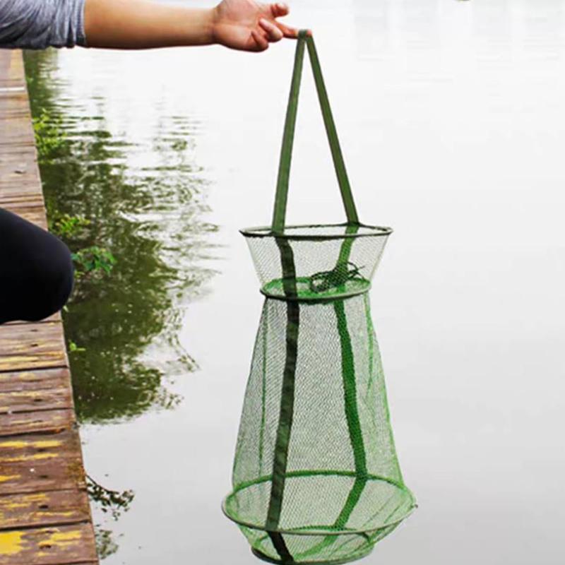 Fisherman Foldable Fishing Cage Nylon Mesh Fishing Net Bait Trap For Catching Fish Crab Crayfish