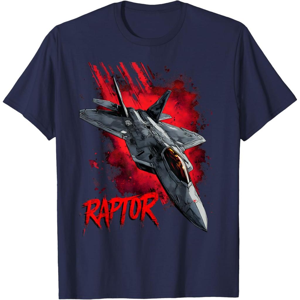 Fighter Jet Raptor Graphic T-Shirt Men S Casual Round Neck Cotton Short Sleeve