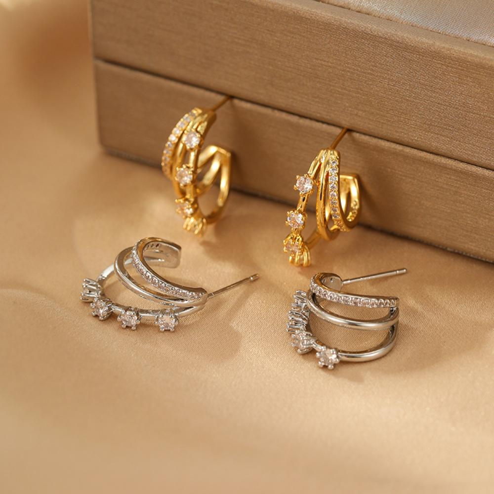 

Серьги нишевого дизайна для женщин, простые и элегантные полые серьги в форме буквы С