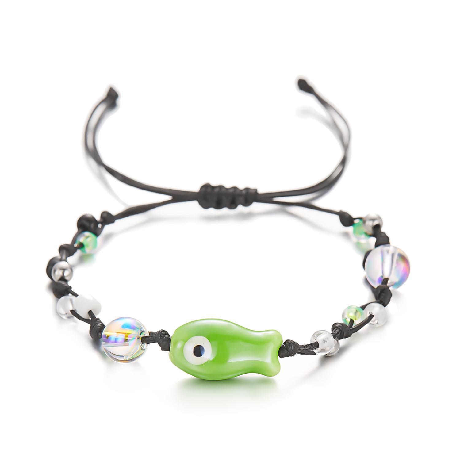 

Colorful Ceramic Fish Beaded Bracelet For Women Unisex Handmade Braided Beads Bangle Bohemian Party Friendship Aesthetic Zircon