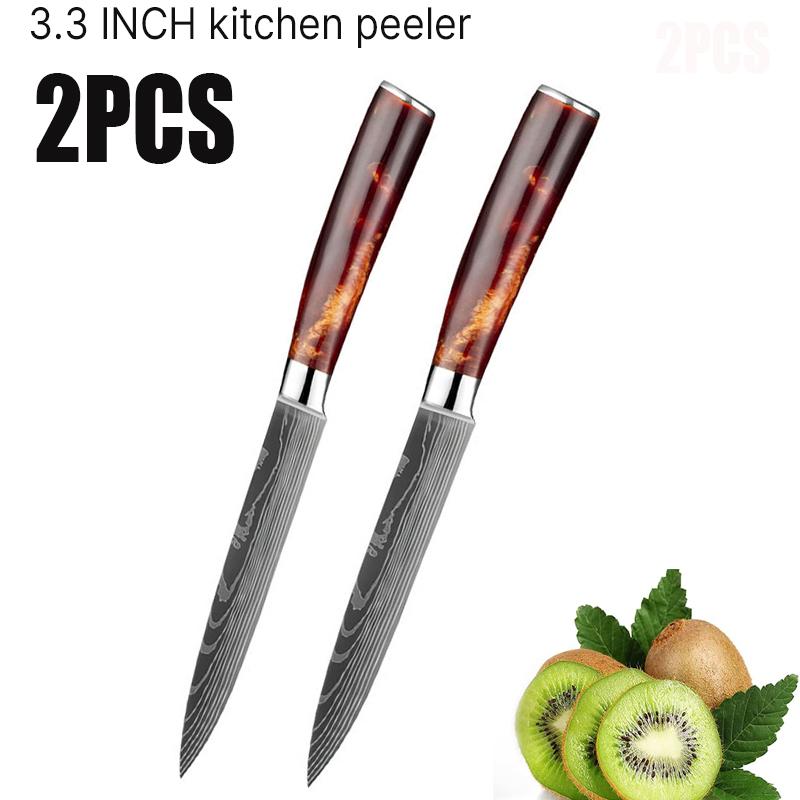 3.5in Şam Meyve Bıçağı Ev Keskin Yardımcı Gıda Bıçağı Meyve Soyma Bıçakları Reçine Kolu Mutfak Meyve Küçük Bıçak