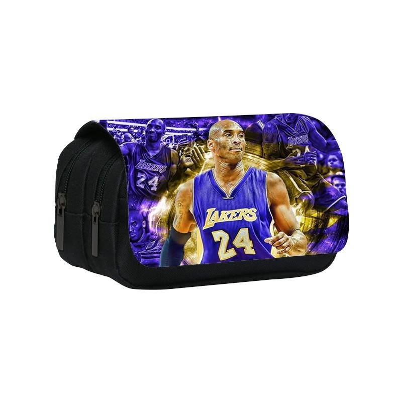 Kobe Bryant Double Layer Pencil Case With Nylon Material For Students And Nba Fans