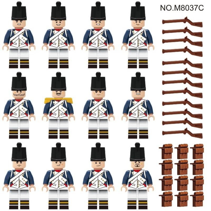 36 European Soldiers 8037A Small Particle Infantry Figurine Royal Army Navy Doll Children's Building Block Cross-bordersale
