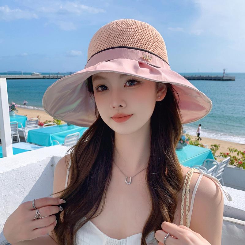 

Summer new hat women s fashion versatile diamond-encrusted sun hat outdoor travel foldable sun hat One Size