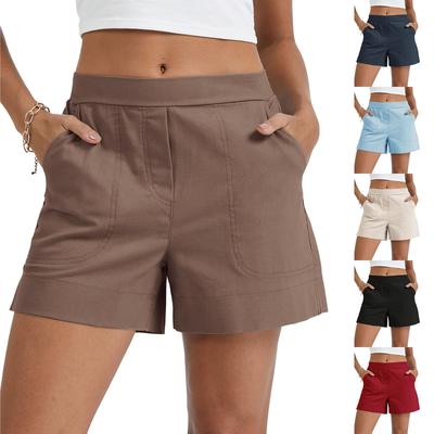 Women's Casual Fashion Linen Shorts With Pockets