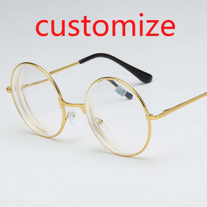 Round Glasses Woman Men Glasses Retro Myopia Optical Metal Frames Clear Lens Black Silver Gold Eyeglasses -1.0 -1.5 -2.0 To -4.0