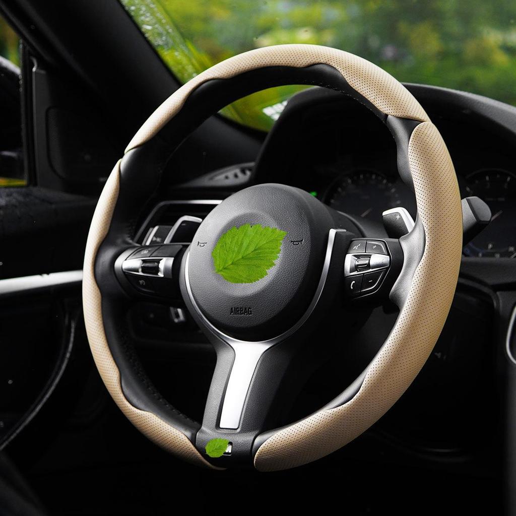 "Ultra-Thin Nappa Perforated Clip-On Steering Wheel Cover: Warm in Winter, Cool in Summer, Non-Slip Design"