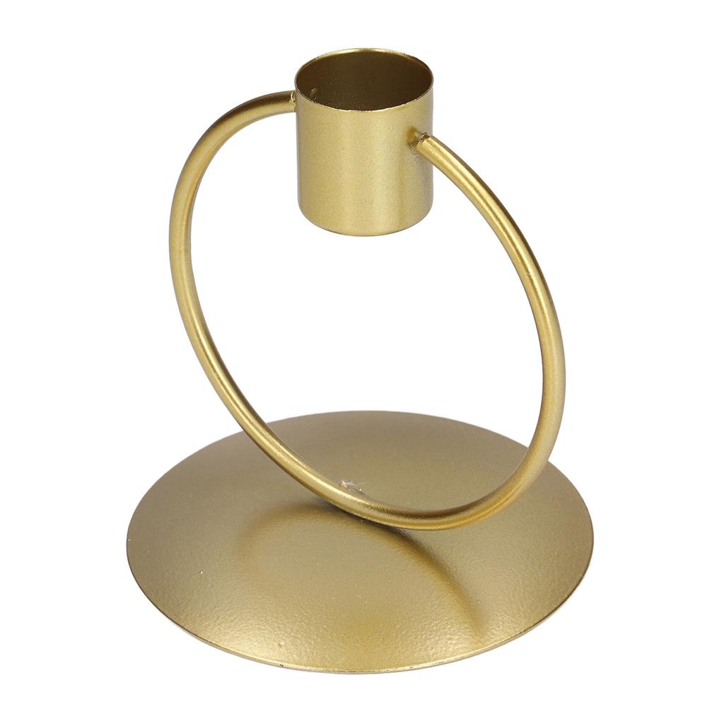 Desktop Candle Holder Simple Elegant Golden Iron Round Candle Stand Candlesticks for Home Dining Room Table Decoration