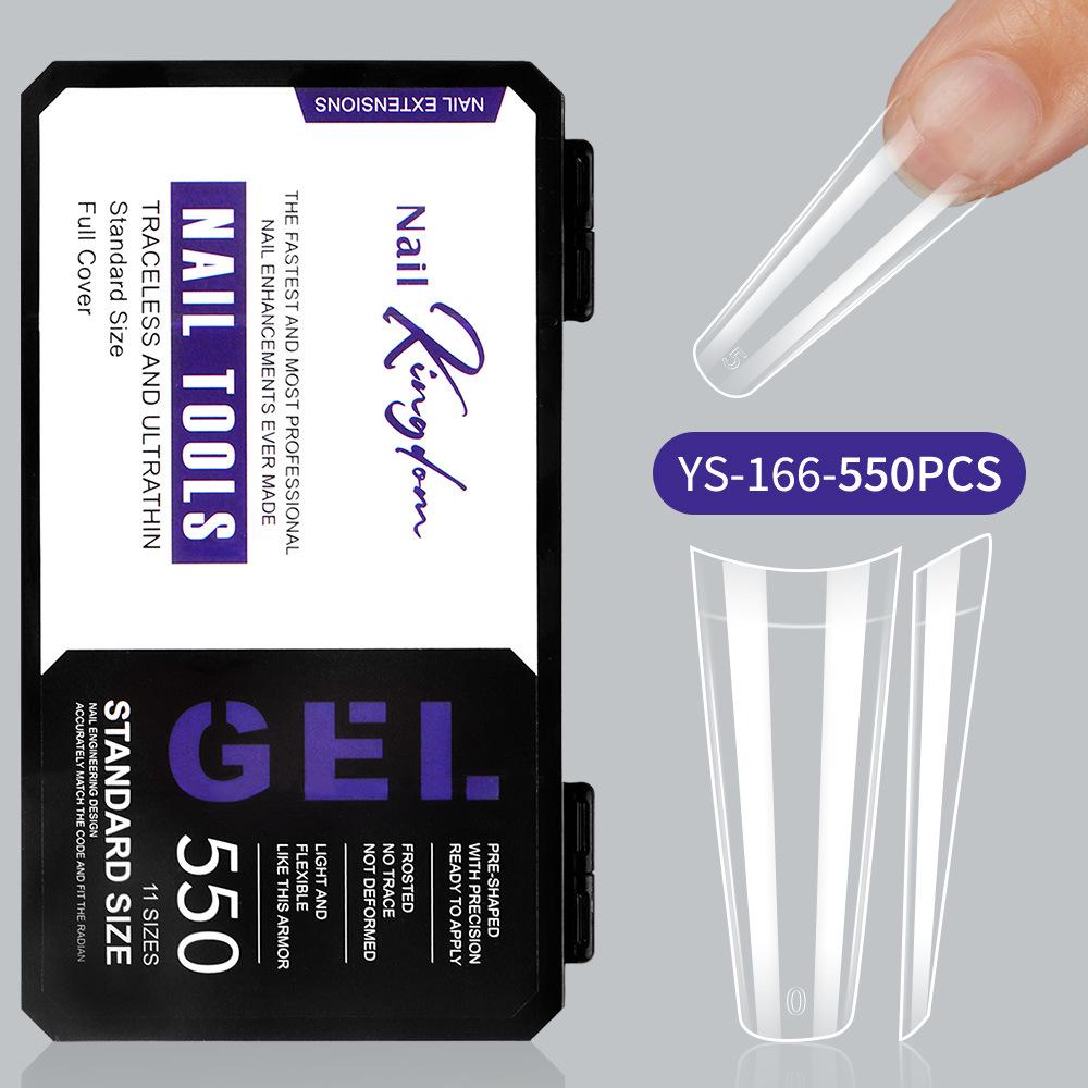 550-Piece Box of Transparent Short Square Nail Tips – Trapezoidal Full and Half Stick, Thin and Durable for Nail Art