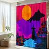 1Pc Halloween Witch Scenic Bath Curtain, Colorful Polyester Fabric, Bathroom Decor, Bathtub Partition Shower Curtain,