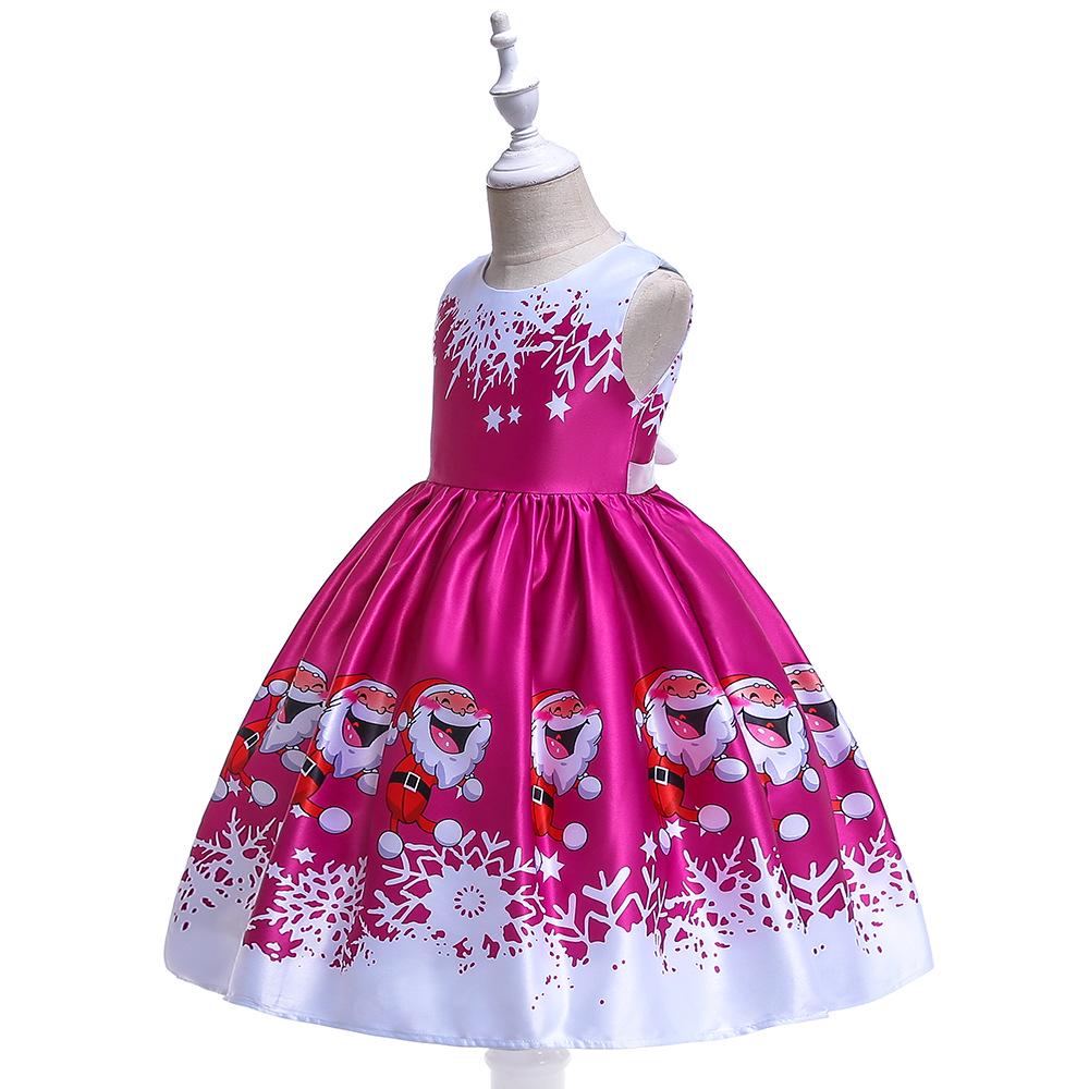 Vestido de Piano de Cetim de Desenho Animado de Natal Europeu e Americano para Meninas