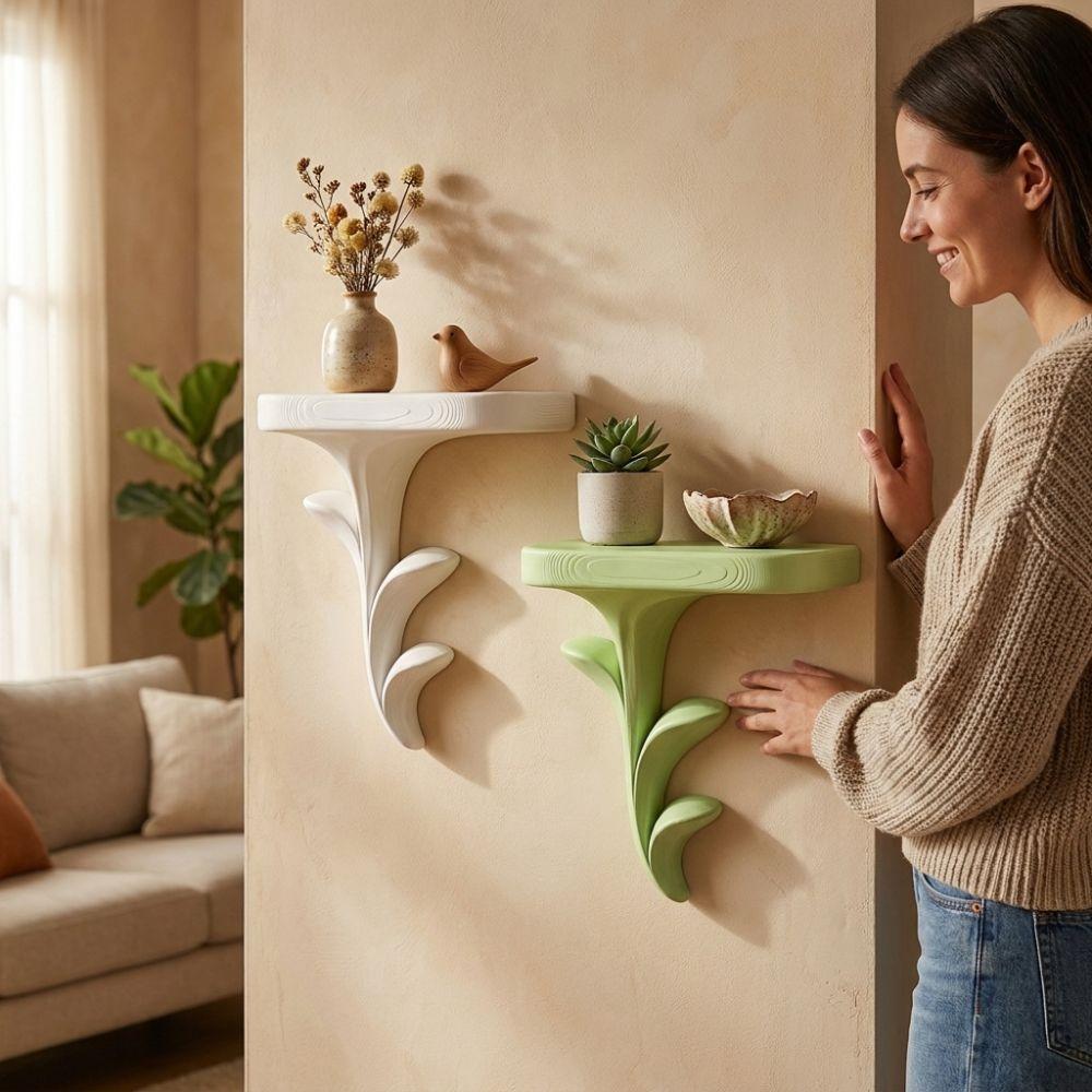 Stile Vegetale Germoglio a Forma di Scaffale da Parete Galleggiante Plastica Stabile Supporto Espositore per Piante Verdi Stampato 3D Irregolare Artistico