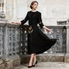 Set Ricamato Oro Nero Lusso Retrò Donna Camicia Elegante + Gonna Due Pezzi Donna