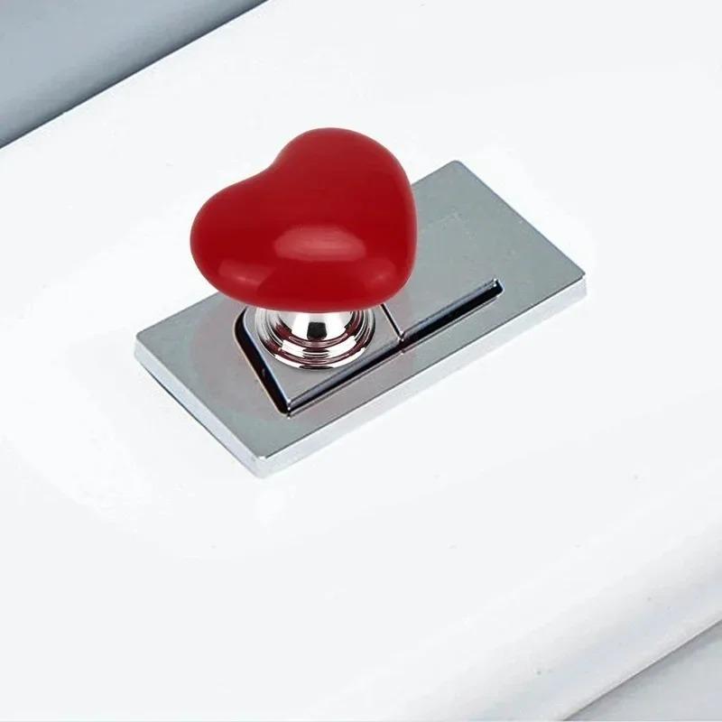 Handle Toilet Press Button Heart Shaped Press Tank Push Switch Toilet Bathing Room Decor Water Press Flush Button Home Tools