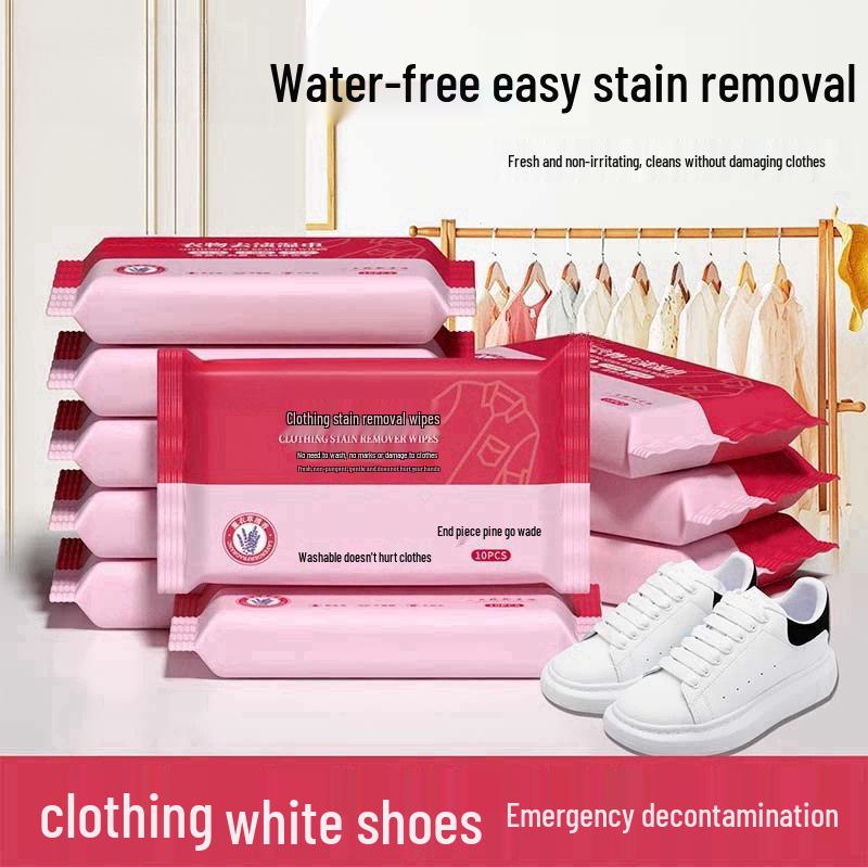Stain & Oil Remover Wipes for Clothing, Shoes, and Jackets - Portable, No-Wash, Waterless Cleaner