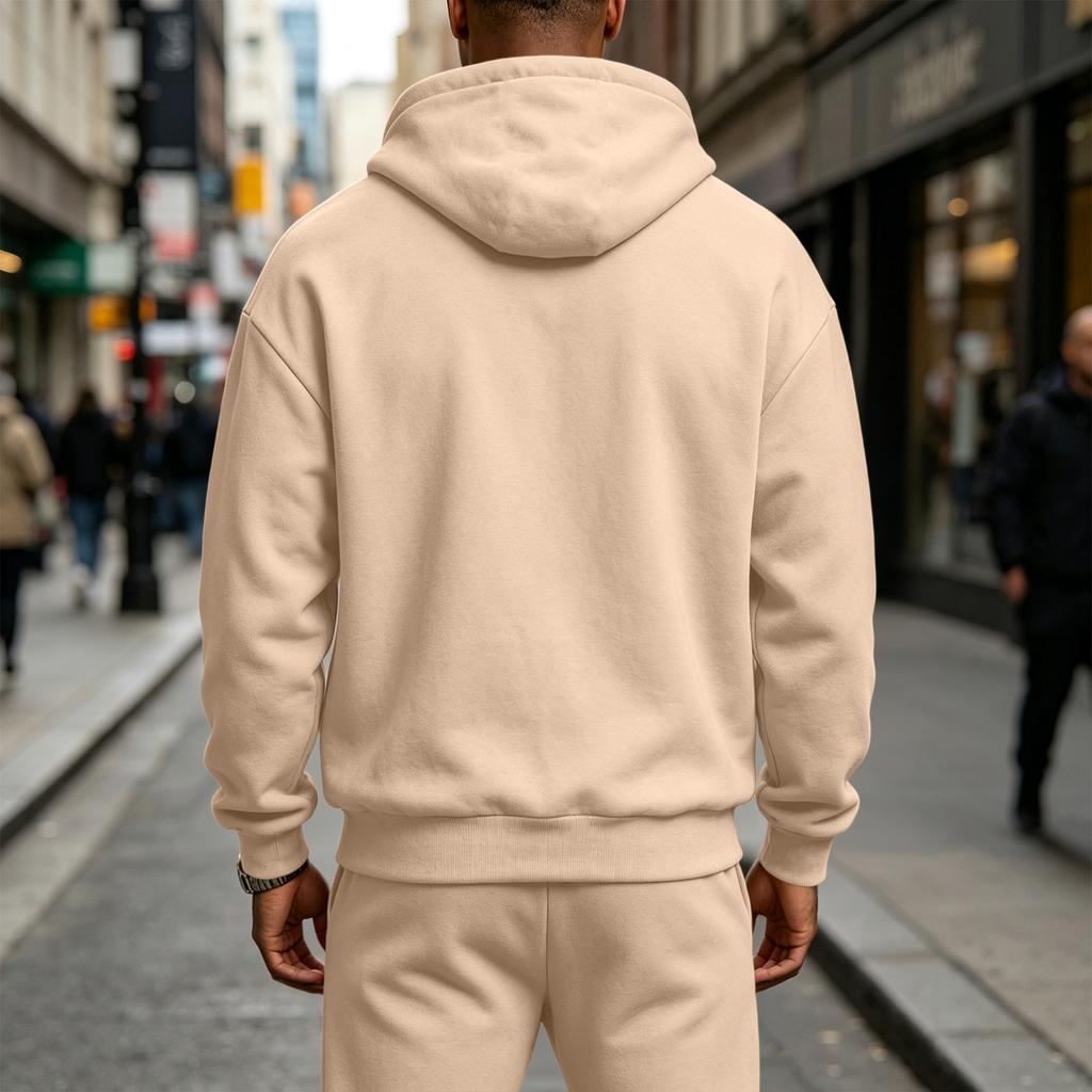 Men's Casual -Lined Long Sleeve Hooded Zip-Up Sweatshirt with Multiple Pockets