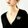 Broche Couronne Exquise Cristal Blanc Luxe Corsage Broche de Col pour Hommes Femmes Costume Haut de Gamme Pull Accessoires Badge