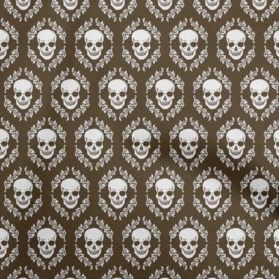 Cotton Flex Braun Stoff Totenkopf Nähmaterial Druckstoff Meterware 40 Zoll