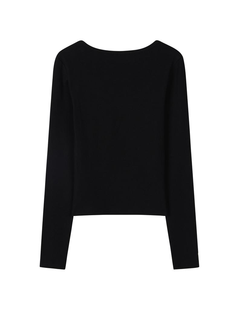 BUCKAROO Women'S Slim Fit U-Neck Long Sleeve T-Shirt Black